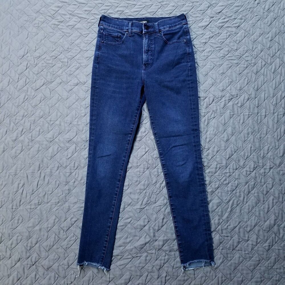 Express Jeans Womens 2R Blue‎ Skinny High-Rise Dark Wash Denim